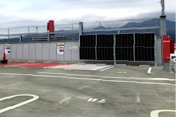 壁面・屋上へ太陽光パネルを設置（沼津工場の自走式駐車場）